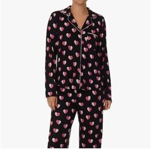 NWT Kate Spade Long PJ Multi Heart Set in Pink/Red Size XL